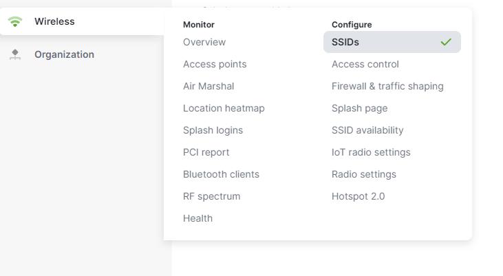 20 Meraki MR Configuration Access Point SSID Configuration Menu