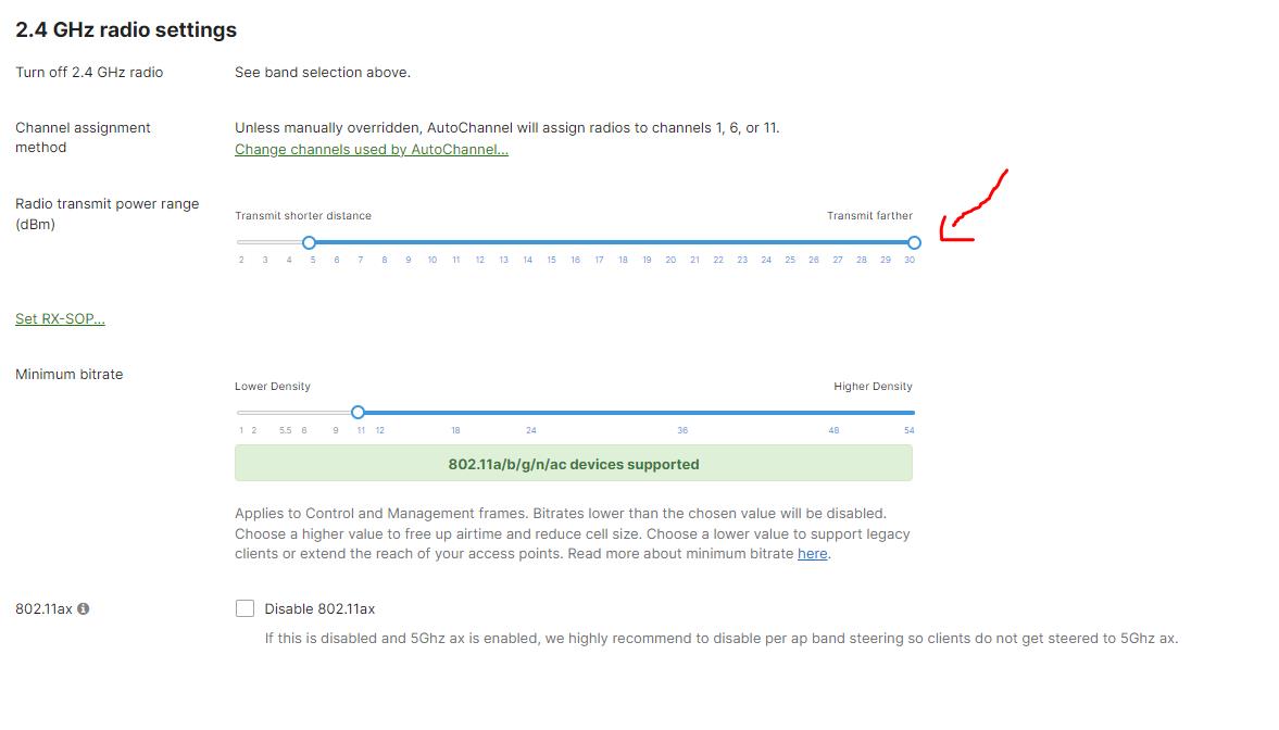 Meraki MR Access Point Power Settings