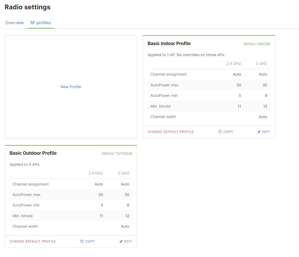 Meraki MR Access Point Radio Settings Menu