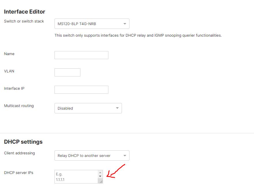 Meraki MR Access Point Routing DHCP Configuration