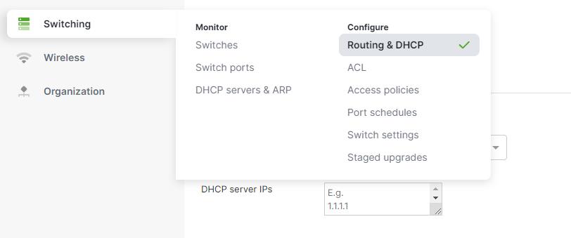 Meraki MR Access Point Routing DHCP Option
